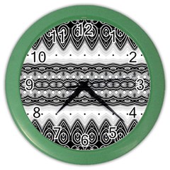 Boho Black And White  Color Wall Clock by SpinnyChairDesigns