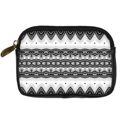 Boho Black And White  Digital Camera Leather Case by SpinnyChairDesigns