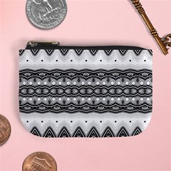 Boho Black And White  Mini Coin Purse by SpinnyChairDesigns