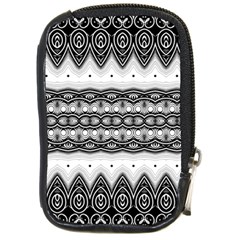 Boho Black And White  Compact Camera Leather Case by SpinnyChairDesigns