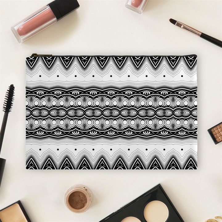 Boho Black And White  Cosmetic Bag (Large)