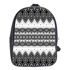 Boho Black And White  School Bag (large) by SpinnyChairDesigns