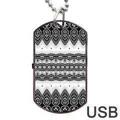 Boho Black And White  Dog Tag Usb Flash (one Side) by SpinnyChairDesigns