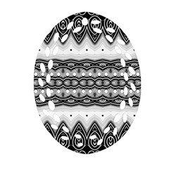 Boho Black And White  Ornament (oval Filigree) by SpinnyChairDesigns