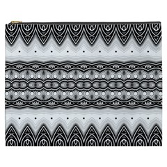 Boho Black And White  Cosmetic Bag (xxxl) by SpinnyChairDesigns