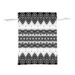 Boho Black And White  Lightweight Drawstring Pouch (L) Back