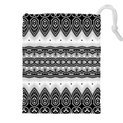 Boho Black And White  Drawstring Pouch (4xl) by SpinnyChairDesigns