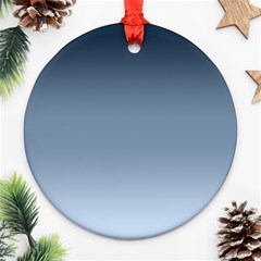 Faded Denim Blue Ombre Gradient Round Ornament (two Sides) by SpinnyChairDesigns