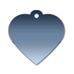 Faded Denim Blue Ombre Gradient Dog Tag Heart (two Sides) by SpinnyChairDesigns