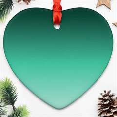 Biscay Green Gradient Ombre Ornament (heart) by SpinnyChairDesigns