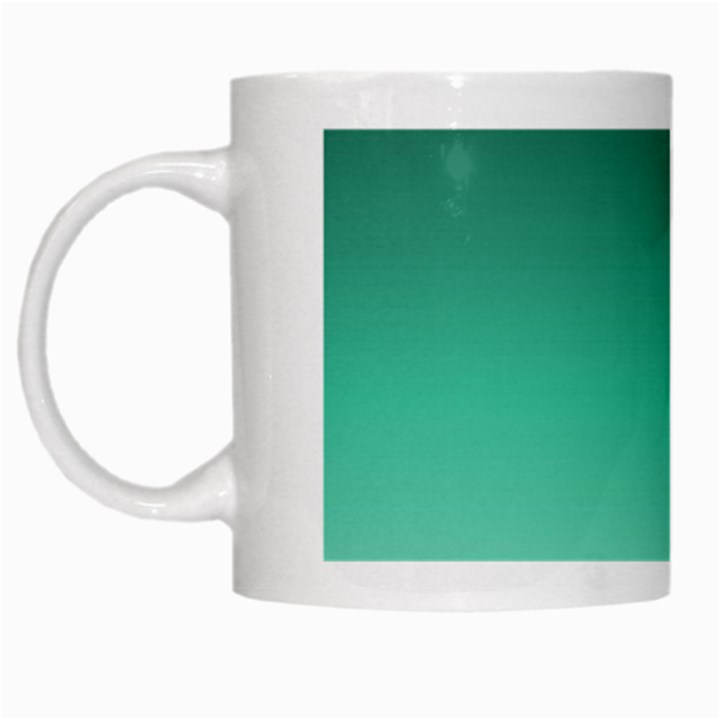 Biscay Green Gradient Ombre White Mugs