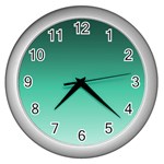 Biscay Green Gradient Ombre Wall Clock (Silver) Front