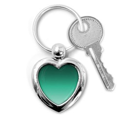 Biscay Green Gradient Ombre Key Chain (heart) by SpinnyChairDesigns