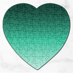 Biscay Green Gradient Ombre Jigsaw Puzzle (heart) by SpinnyChairDesigns