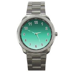 Biscay Green Gradient Ombre Sport Metal Watch by SpinnyChairDesigns