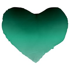 Biscay Green Gradient Ombre Large 19  Premium Heart Shape Cushions by SpinnyChairDesigns