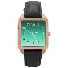 Biscay Green Gradient Ombre Rose Gold Leather Watch  by SpinnyChairDesigns