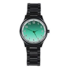 Biscay Green Gradient Ombre Stainless Steel Round Watch by SpinnyChairDesigns