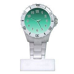 Biscay Green Gradient Ombre Plastic Nurses Watch by SpinnyChairDesigns