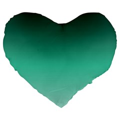 Biscay Green Gradient Ombre Large 19  Premium Flano Heart Shape Cushions by SpinnyChairDesigns