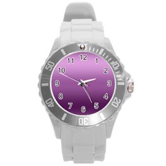 Purple Gradient Ombre Round Plastic Sport Watch (l) by SpinnyChairDesigns