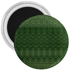 Boho Fern Green Pattern 3  Magnets by SpinnyChairDesigns