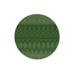 Boho Fern Green Pattern Magnet 3  (round) by SpinnyChairDesigns