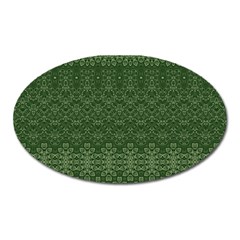 Boho Fern Green Pattern Oval Magnet by SpinnyChairDesigns