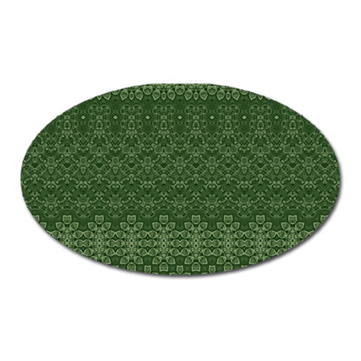 Boho Fern Green Pattern Oval Magnet