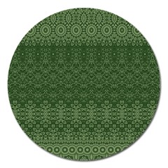 Boho Fern Green Pattern Magnet 5  (round) by SpinnyChairDesigns