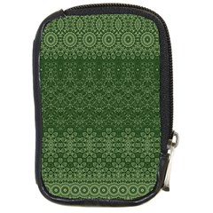 Boho Fern Green Pattern Compact Camera Leather Case by SpinnyChairDesigns