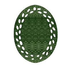 Boho Fern Green Pattern Ornament (oval Filigree) by SpinnyChairDesigns