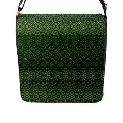 Boho Fern Green Pattern Flap Closure Messenger Bag (l) by SpinnyChairDesigns