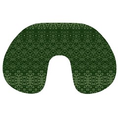 Boho Fern Green Pattern Travel Neck Pillow by SpinnyChairDesigns