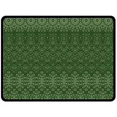 Boho Fern Green Pattern Double Sided Fleece Blanket (large)  by SpinnyChairDesigns