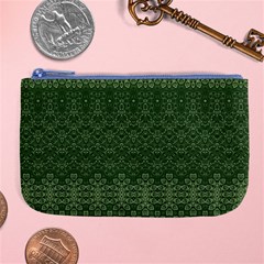 Boho Fern Green Pattern Large Coin Purse by SpinnyChairDesigns