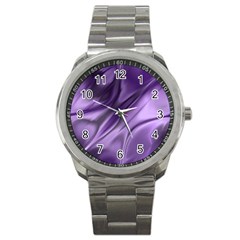 Purple Abstract Art Sport Metal Watch by SpinnyChairDesigns