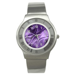 Purple Abstract Art Stainless Steel Watch by SpinnyChairDesigns