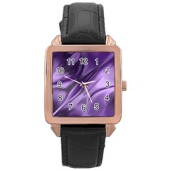 Purple Abstract Art Rose Gold Leather Watch  by SpinnyChairDesigns