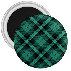 Biscay Green Black Plaid 3  Magnets by SpinnyChairDesigns