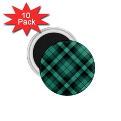 Biscay Green Black Plaid 1 75  Magnets (10 Pack)  by SpinnyChairDesigns