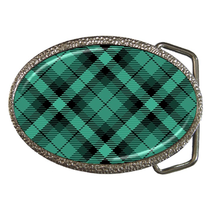 Biscay Green Black Plaid Belt Buckles