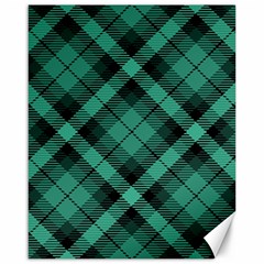 Biscay Green Black Plaid Canvas 16  X 20  by SpinnyChairDesigns