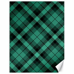 Biscay Green Black Plaid Canvas 18  X 24  by SpinnyChairDesigns