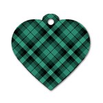 Biscay Green Black Plaid Dog Tag Heart (One Side) Front