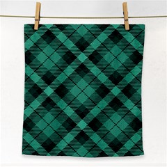 Biscay Green Black Plaid Face Towel by SpinnyChairDesigns