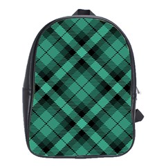 Biscay Green Black Plaid School Bag (large) by SpinnyChairDesigns