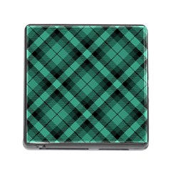 Biscay Green Black Plaid Memory Card Reader (square 5 Slot) by SpinnyChairDesigns