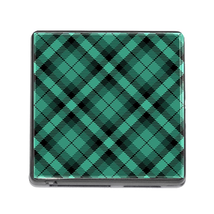 Biscay Green Black Plaid Memory Card Reader (Square 5 Slot)