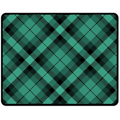 Biscay Green Black Plaid Fleece Blanket (medium)  by SpinnyChairDesigns